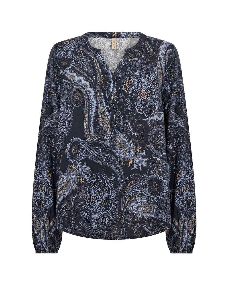 Halna 2 Paisleymönstrad Blus Dam Navy Combi | Smilebutiken - Soyaconcept