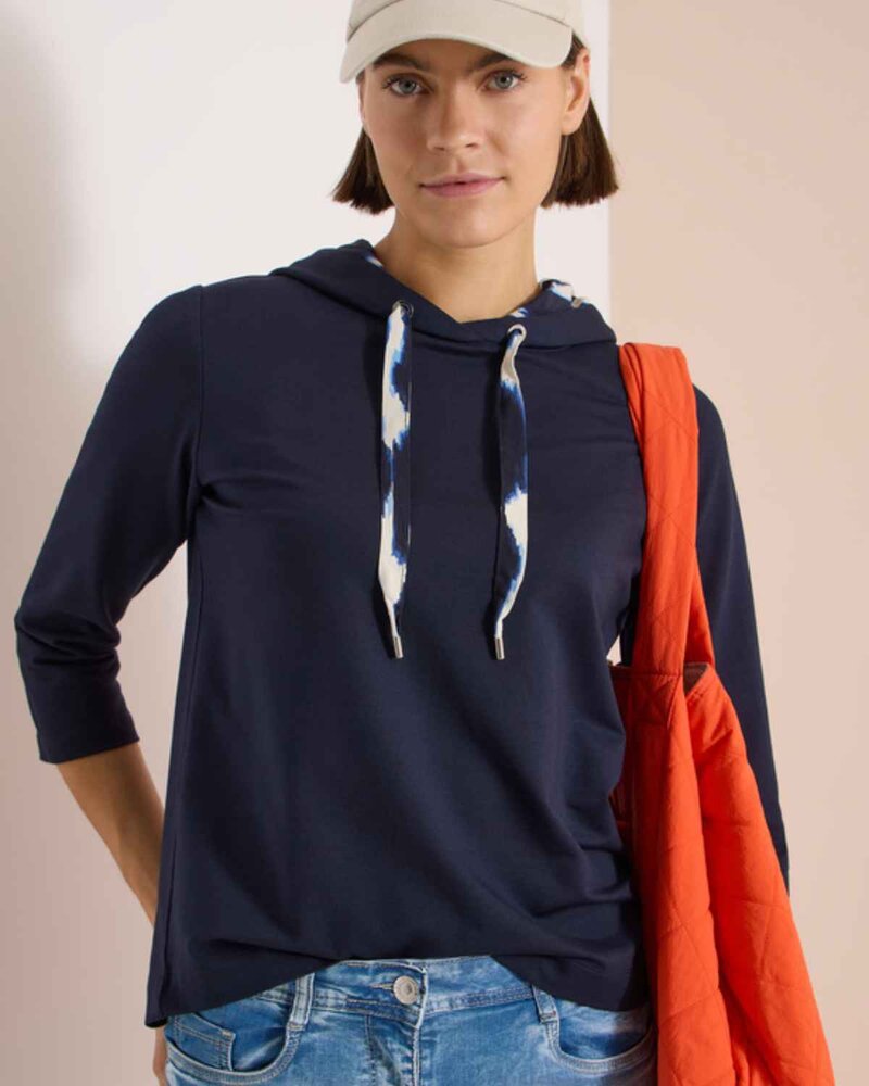 Harmony Hooded Sweatshirt Women Urban Dark Blue | Smilebutiken - Cecil