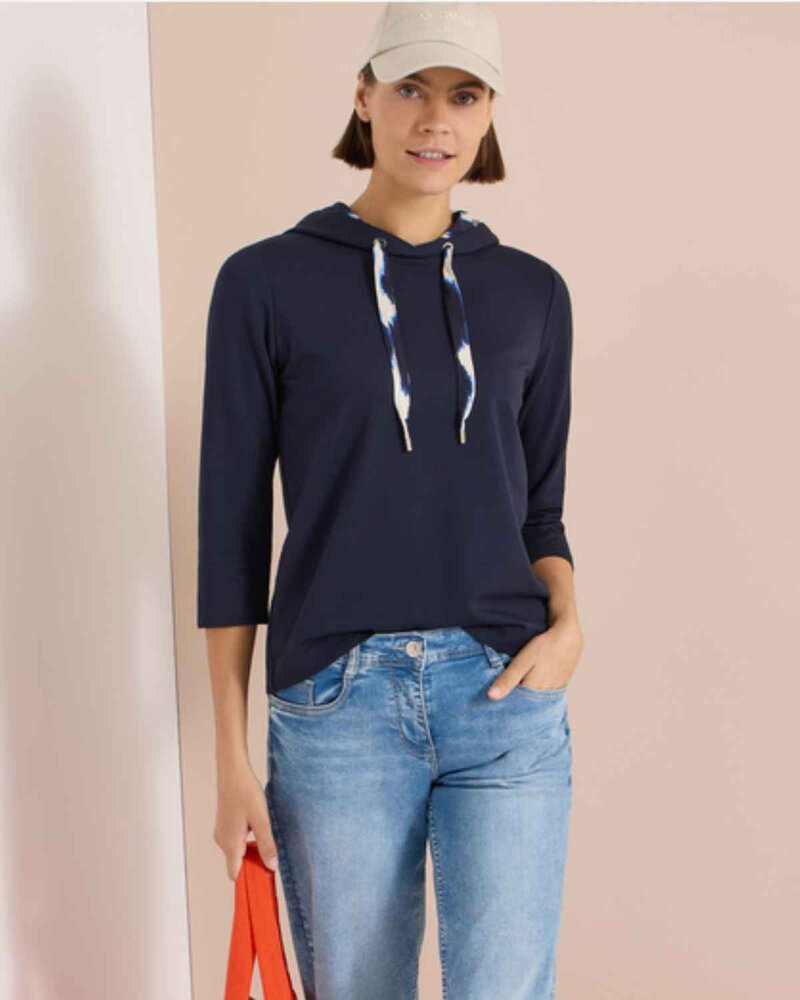 Harmony Hooded Sweatshirt Women Urban Dark Blue | Smilebutiken - Cecil