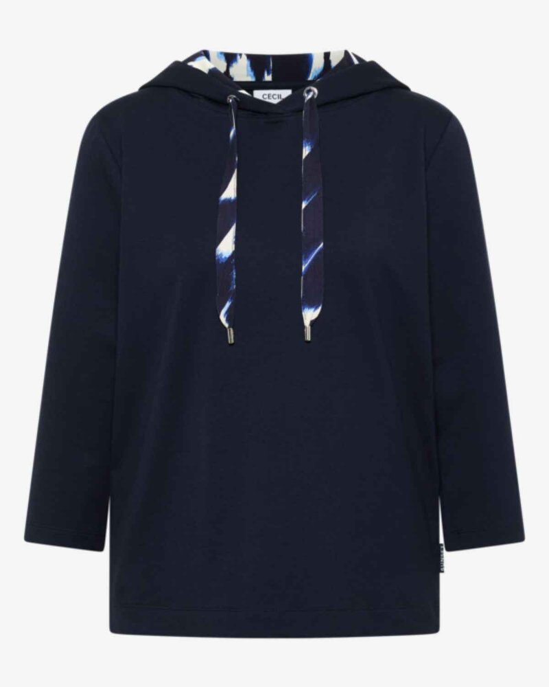 Harmony Hooded Sweatshirt Women Urban Dark Blue | Smilebutiken - Cecil