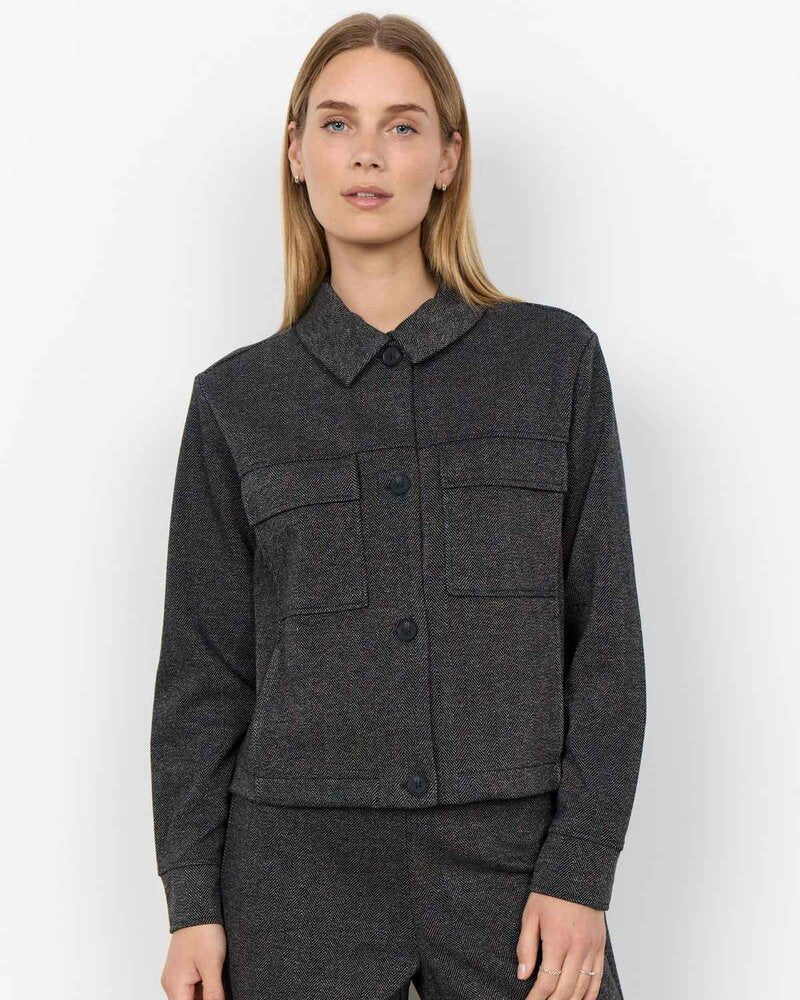 Hebe 1 Kort Jacka Dam Grå Black Combi | Smilebutiken - Soyaconcept