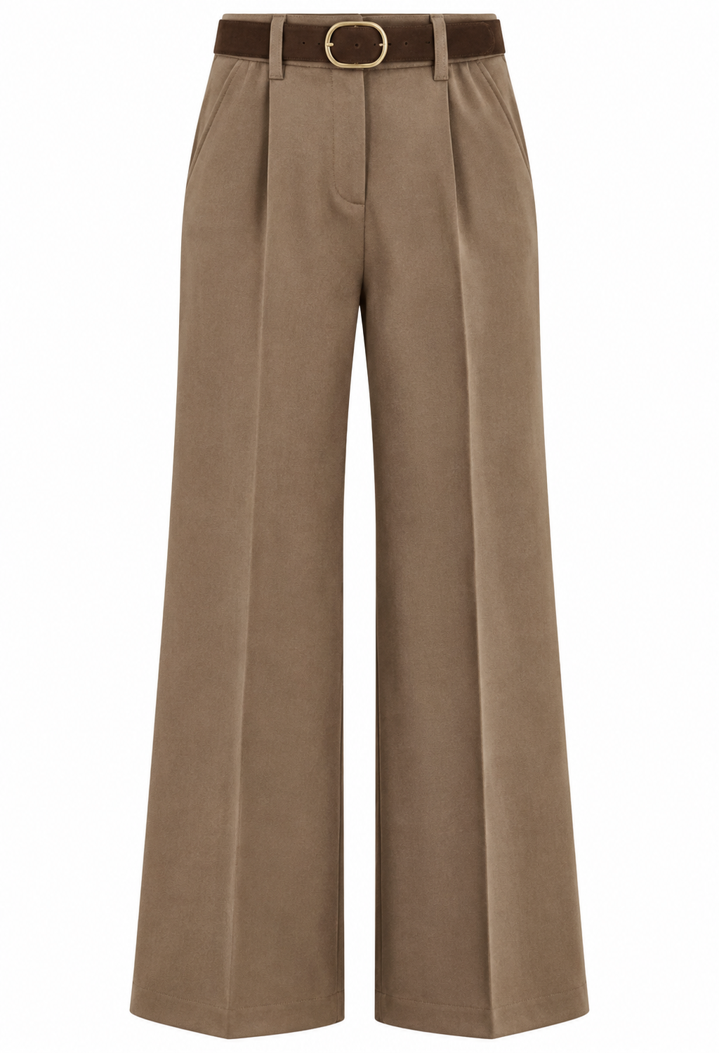 Hedda Byxor med Skärp Mochaimitation Dam Gråbrun Taupe | Smilebutiken - Chica London