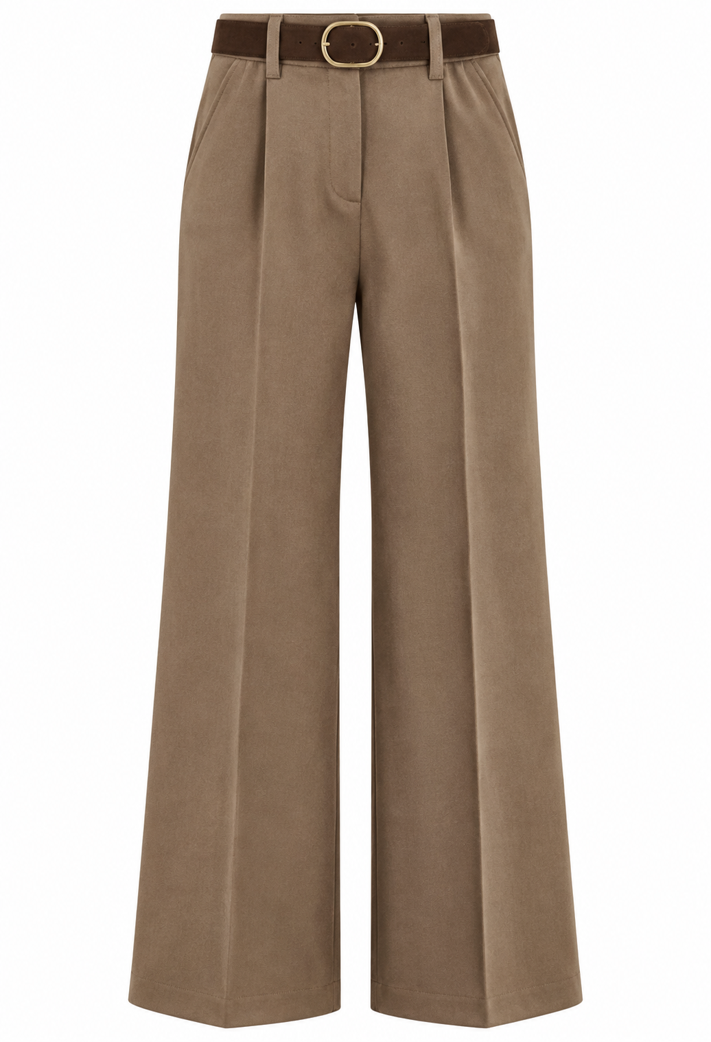 Hedda Byxor med Skärp Mochaimitation Dam Gråbrun Taupe | Smilebutiken - Chica London