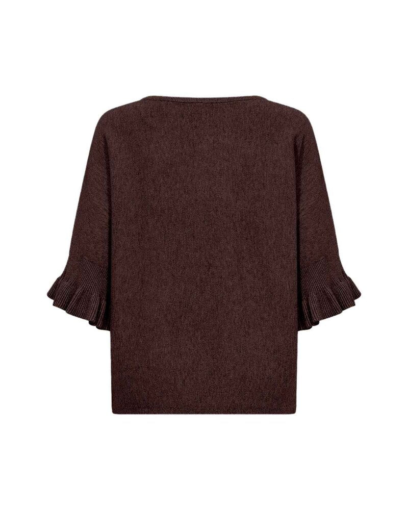 Helda 1 Pullover Med Volangärm Dam Chocolate Plum Melange | Smilebutiken - Soyaconcept