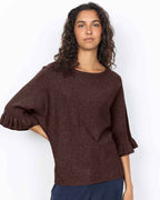 Helda 1 Pullover Med Volangärm Dam Chocolate Plum Melange | Smilebutiken - Soyaconcept