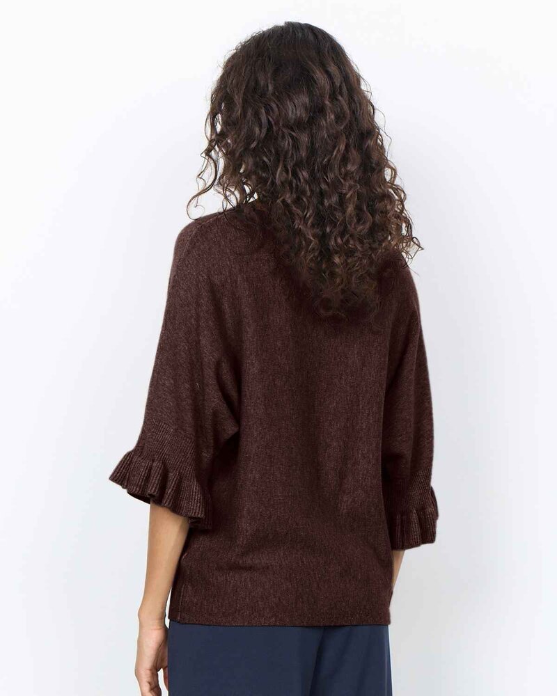 Helda 1 Pullover Med Volangärm Dam Chocolate Plum Melange | Smilebutiken - Soyaconcept