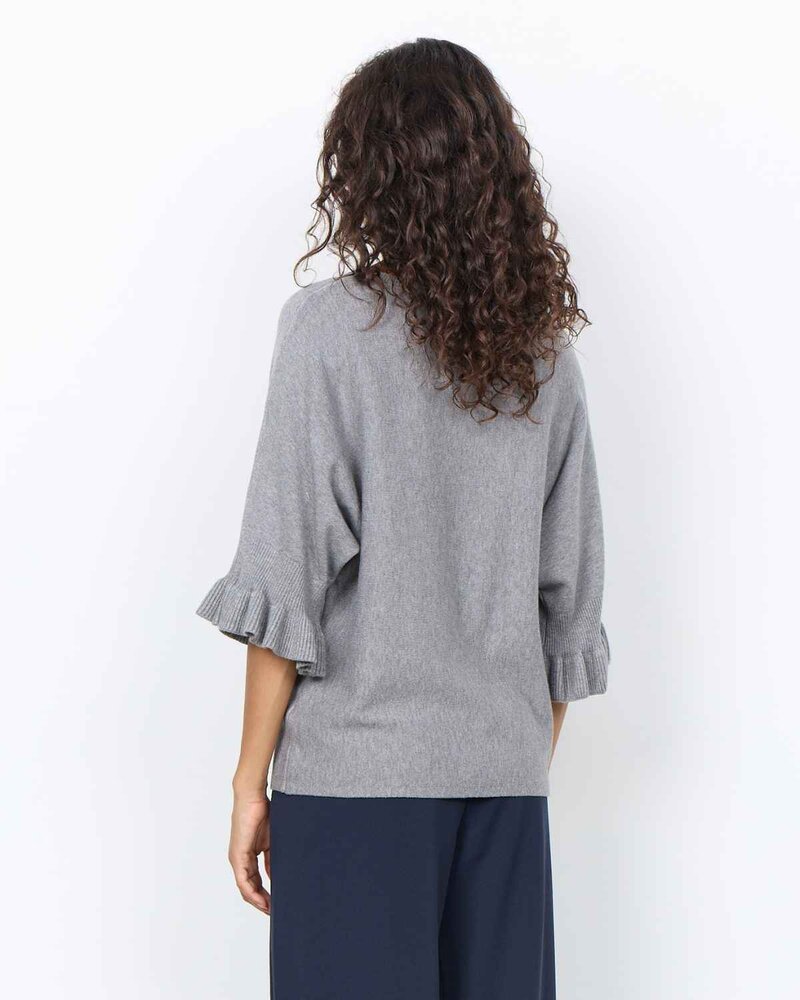 Helda 1 Pullover Med Volangärm Dam Medium Grey Melange | Smilebutiken - Soyaconcept