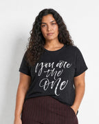 Helene T-shirt Dam Svart Black Combi | Smilebutiken - Wasabiconcept