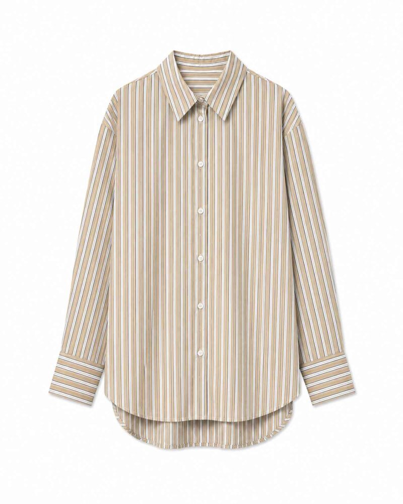 Henne Randig Skjorta Dam Beige Savannah Tan | Smilebutiken - Kopenhaken