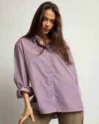 Her Striped Shirt Women Burgundy Fudge | Smilebutiken - Copenhagen