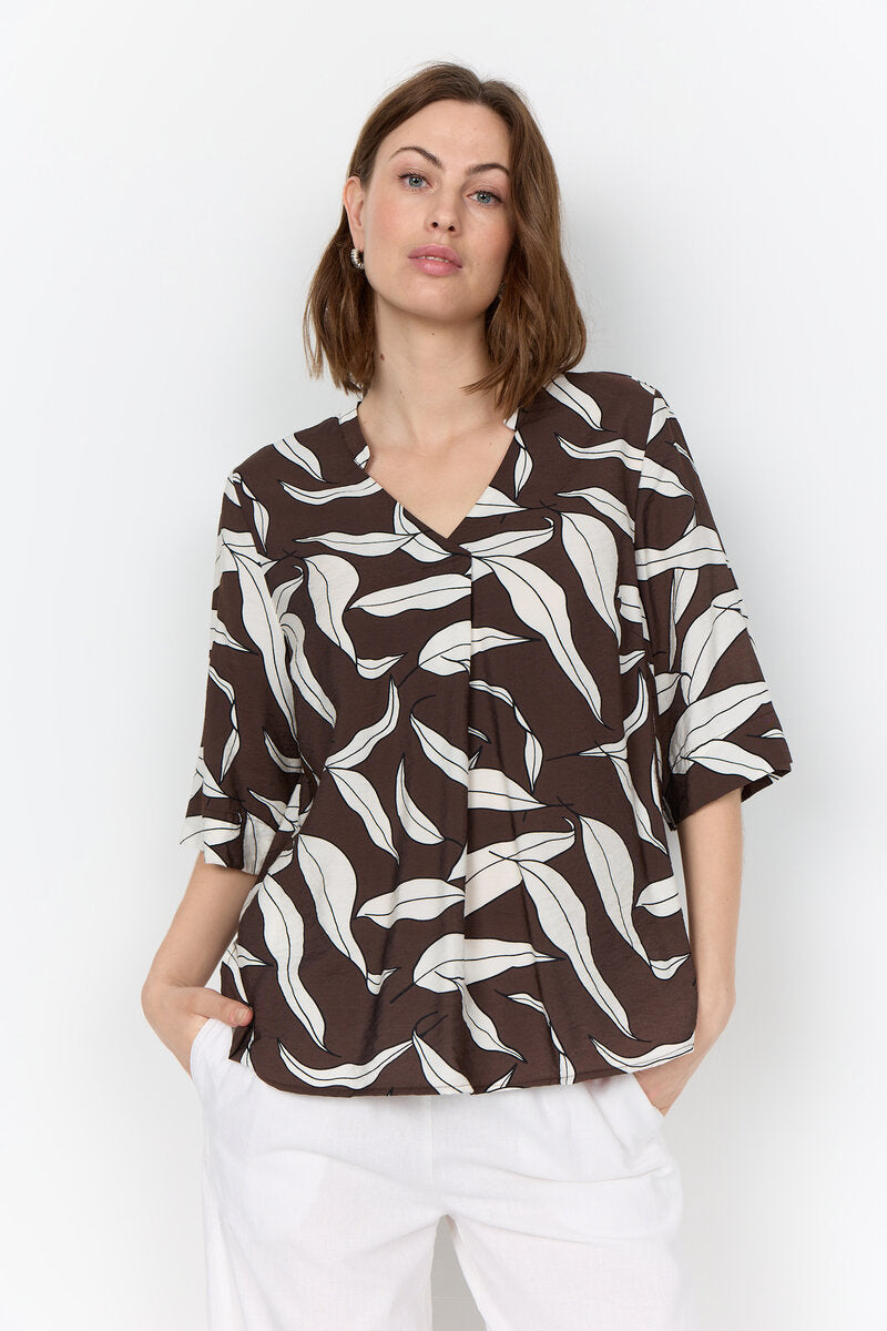 Hermina 2 Patterned Blouse Hot Fudge Combi | Smilebutiken - Wasabiconcept