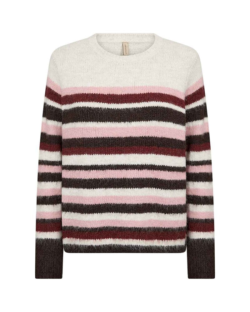 Ilene 5 Stickad Pullover Dam Madder Brown Melange Combi | Smilebutiken - Soyaconcept