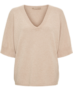 Inaya V-ringad Pullover Dam Beige Camello Mel | Smilebutiken - Marta du Chateau