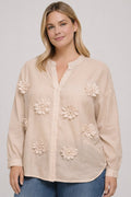 JS Millenium Sydney Blus Med Blommor Dam Beige Caramelle Fashion