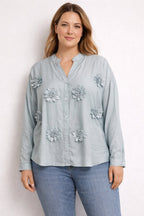 JS Millenium Sydney Blus Med Blommor Dam Blue Caramelle Fashion