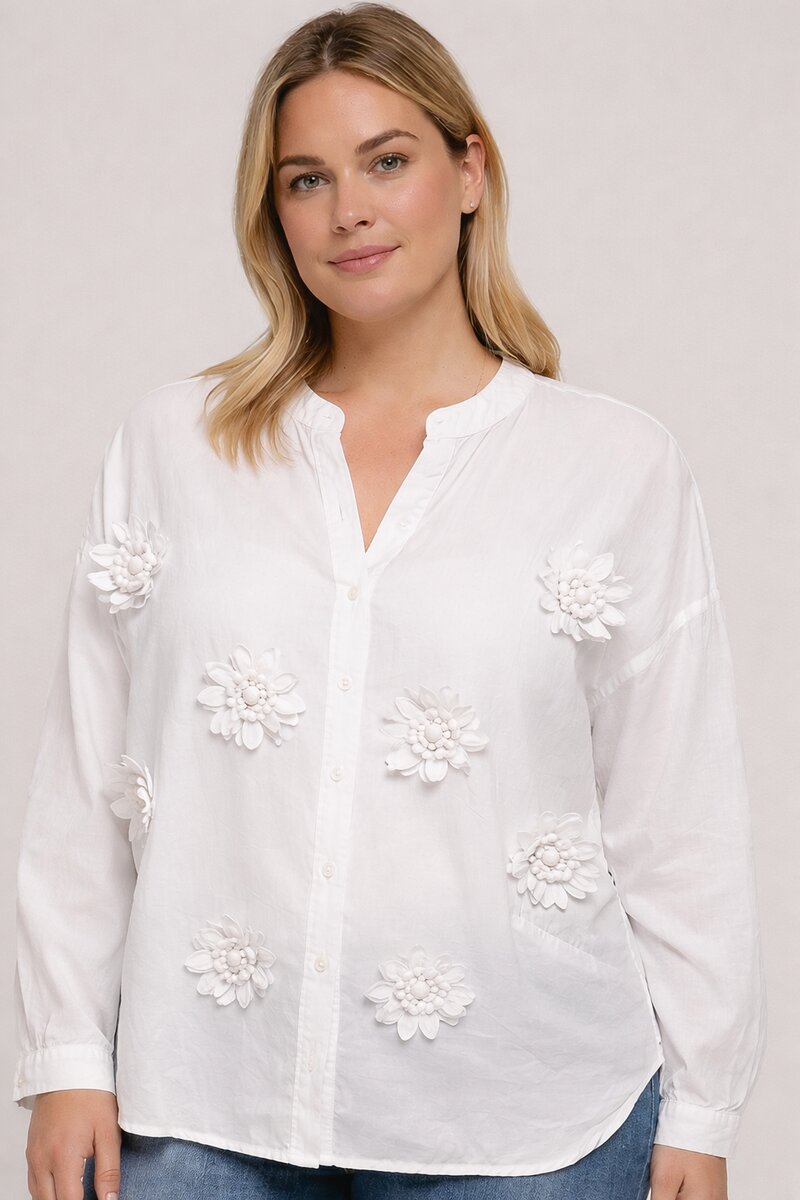 JS Millenium Sydney Blus Med Blommor Dam White Caramelle Fashion