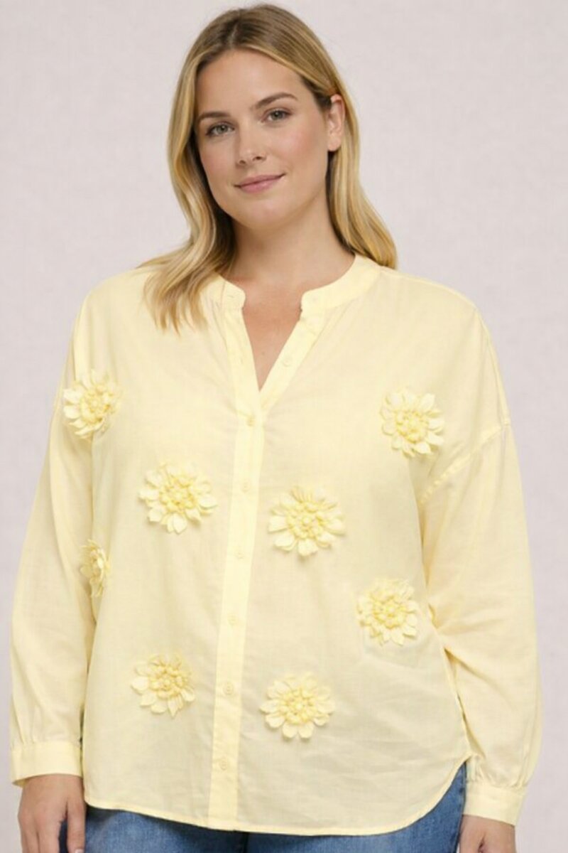 JS Millenium Sydney Blus Med Blommor Dam Yellow Caramelle Fashion