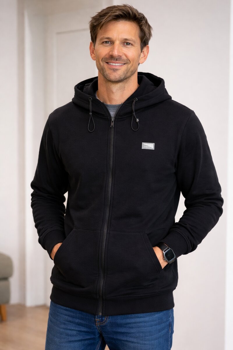 Air Sweat Zip Hood 2 Herr Black Jack & Jones