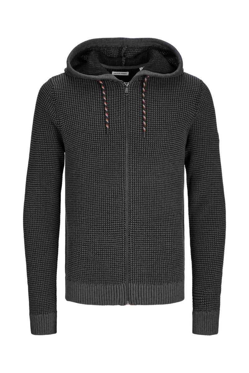 Erik Zip Hoodie Herr Black Twist W Asphalt Jack & Jones