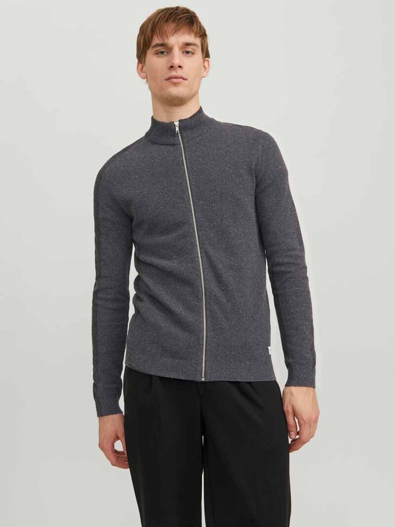 Hill Stickad Cardigan Herr Dark Grey Mel Jack & Jones