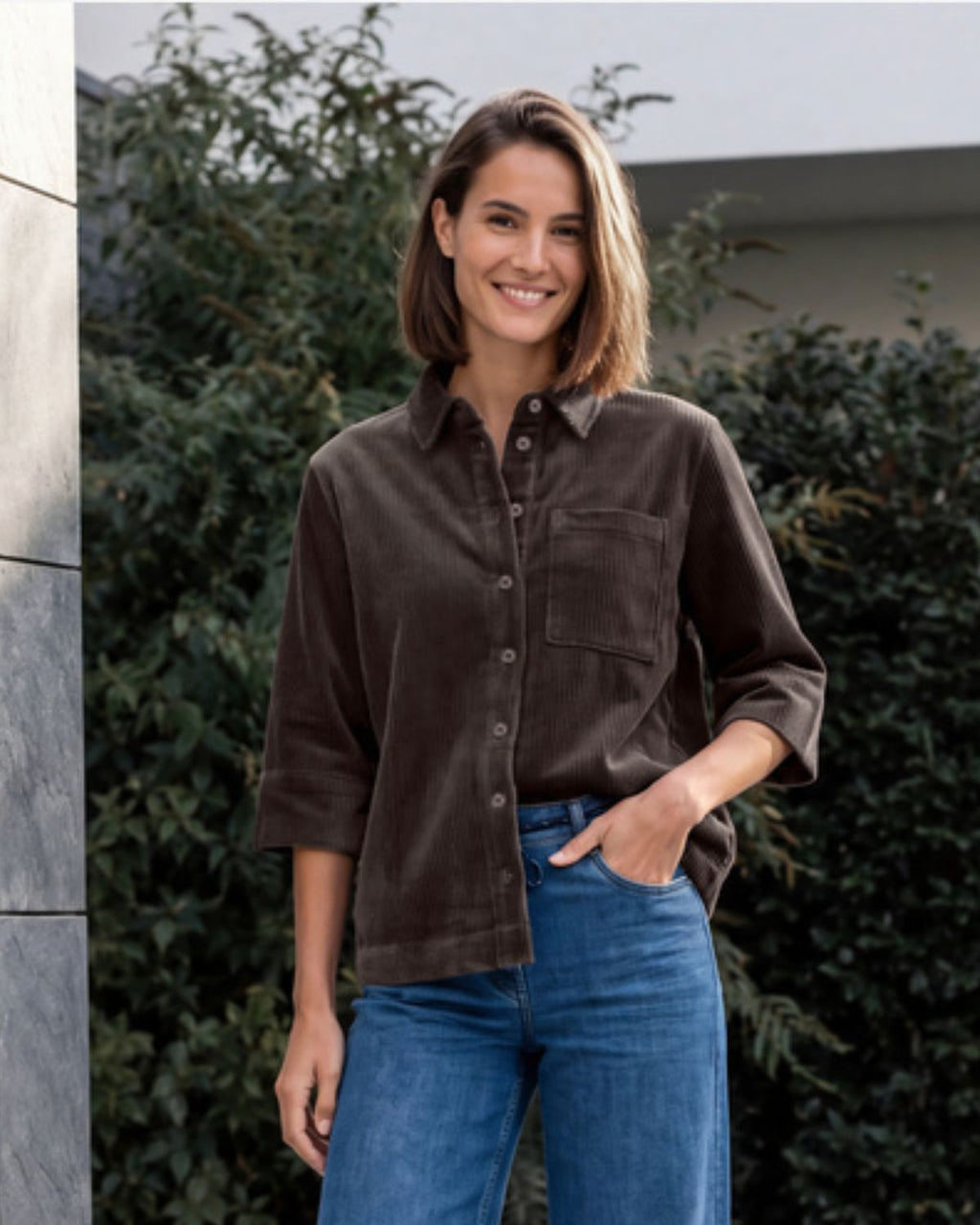 Jersey Manchester Skjorta Dam Brun Truffle Brown | Smilebutiken - Cecil
