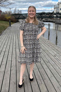 Jia Ki Esther Patterned Dress Women Black DH Fashion