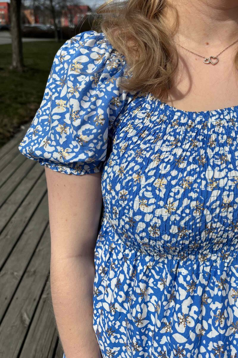 Jia Ki Esther Mönstrad Klänning Dam Blue DH Mode