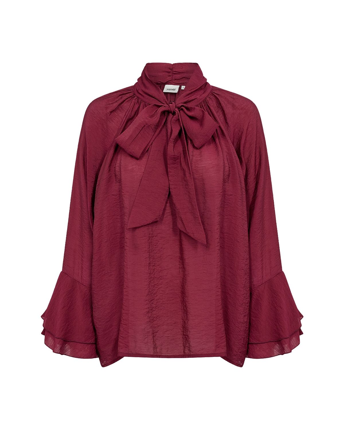 Judit 4 Blus med knyt Dam Vinröd Rhododendron | Smilebutiken - Wasabiconcept