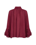 Judit 4 Blus med knyt Dam Vinröd Rhododendron | Smilebutiken - Wasabiconcept