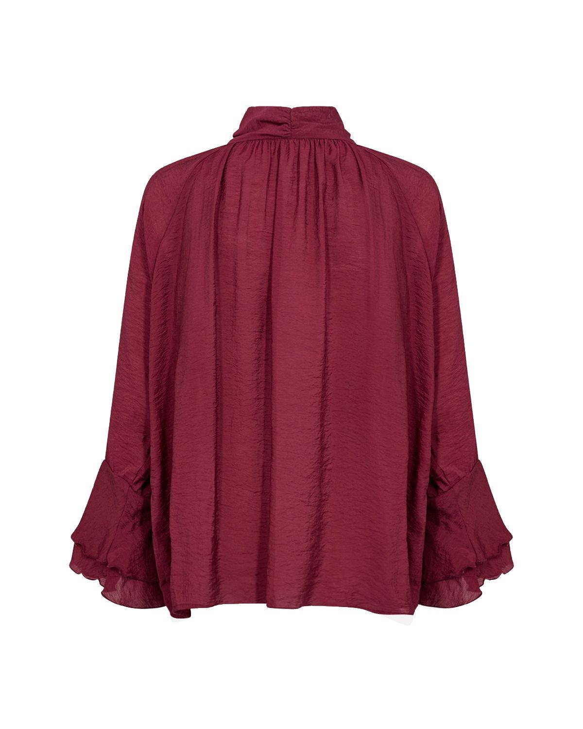 Judit 4 Blus med knyt Dam Vinröd Rhododendron | Smilebutiken - Wasabiconcept