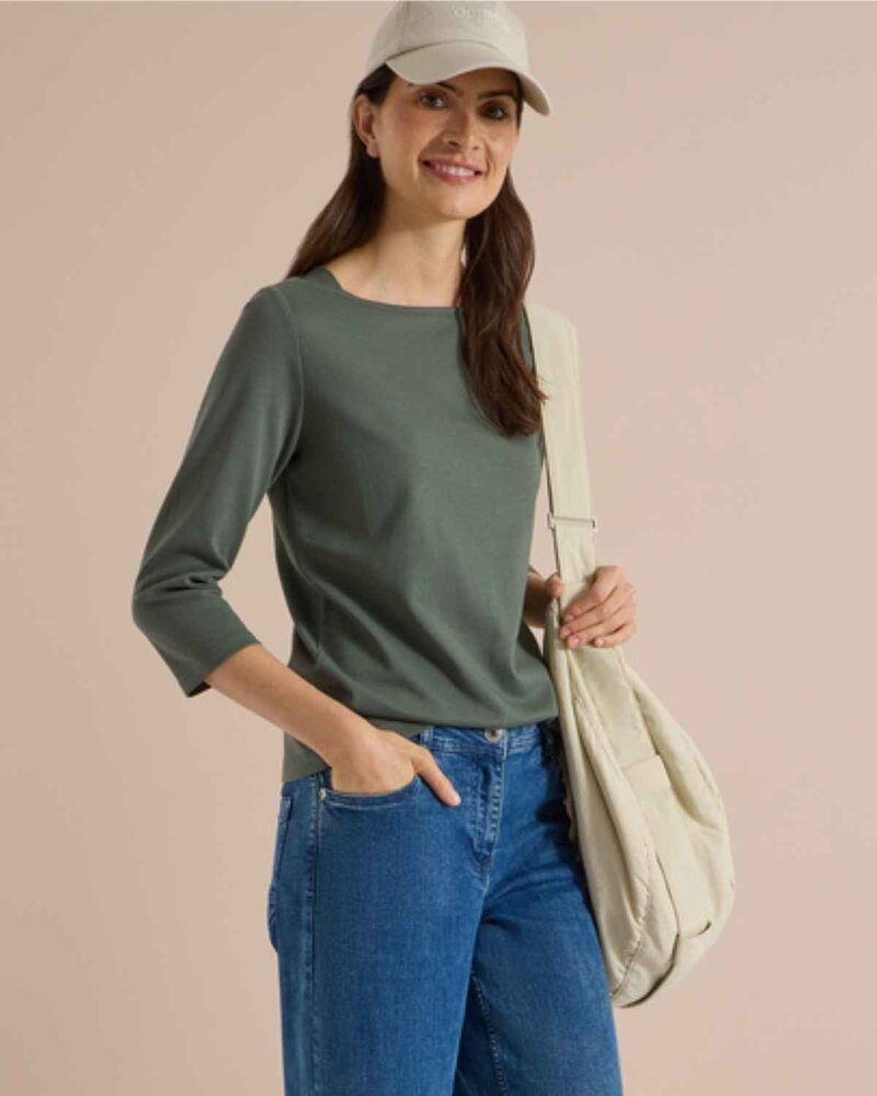 Kaia Tröja Med Båthals Dam Dried Olive Green | Smilebutiken - Cecil