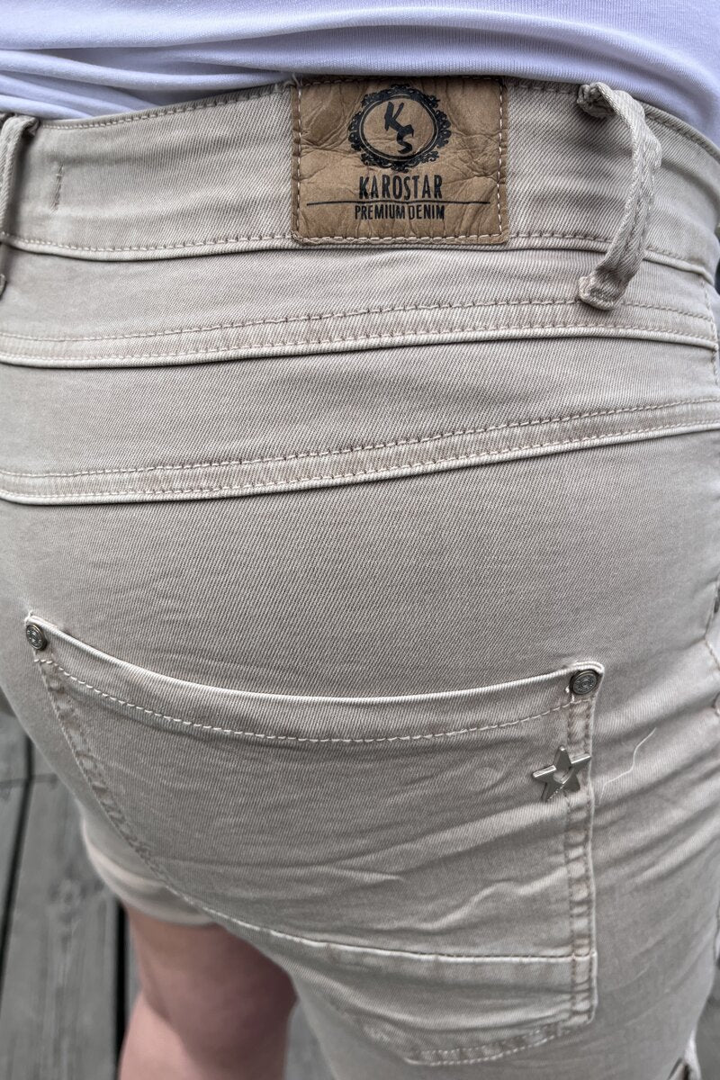 Karostar Shorts Denim Women Beige Caramelle Fashion