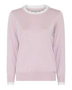 Klara Finstickad Tröja med Spets Rosa Misty Rose | Smilebutiken - Micha