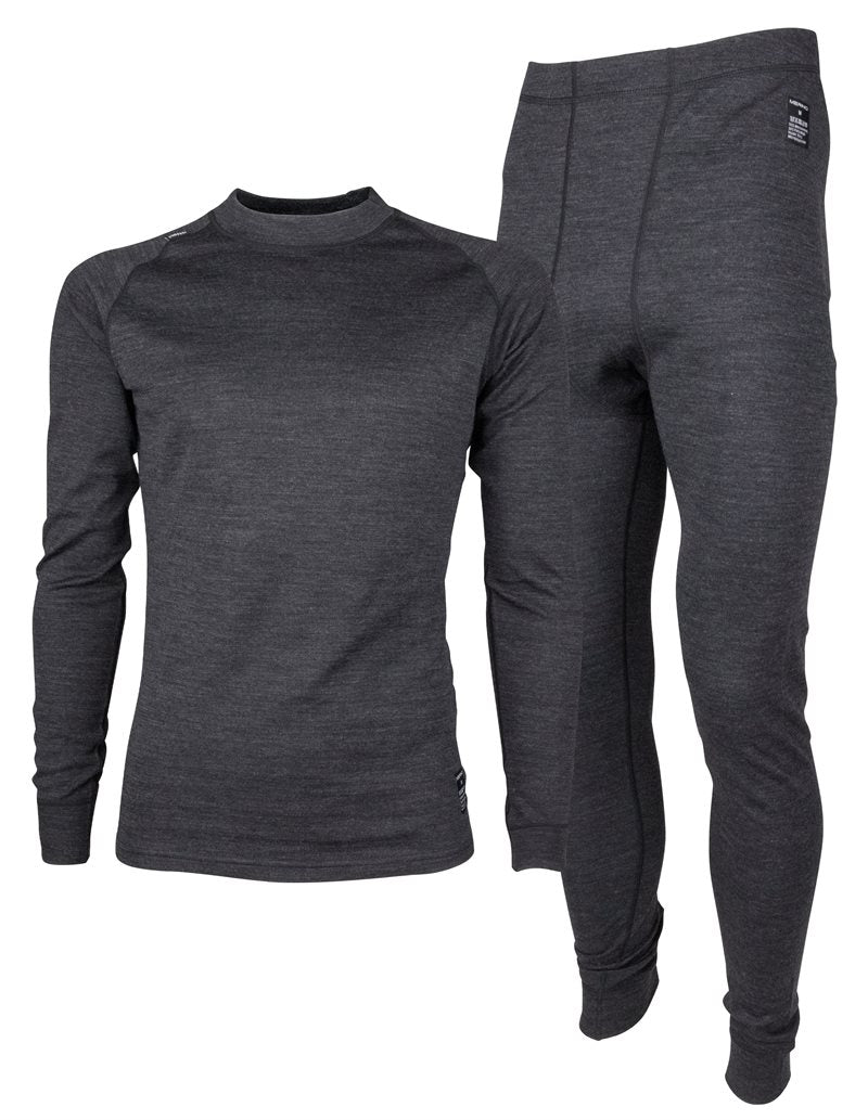 Merino Ullunderställ Herr Black Melange Lindberg