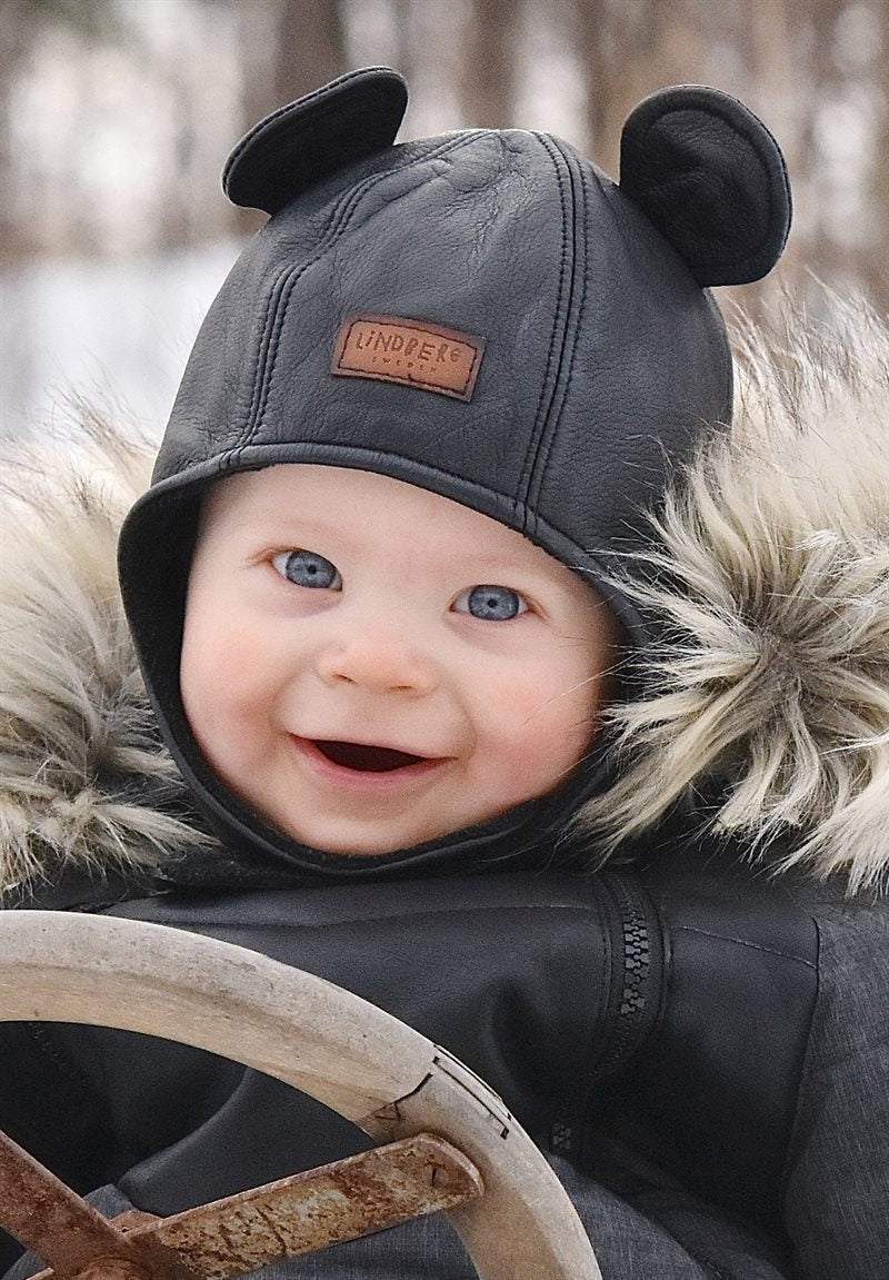 Musse Fleece Lined Elk Leather Hat Kids - Lindberg