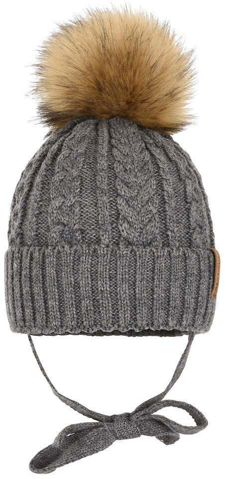 Sunne Knitted Hat Baby Anthracite - Lindberg