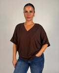 Line V-ringad T-shirt Dam Brun | Smilebutiken - Camicia