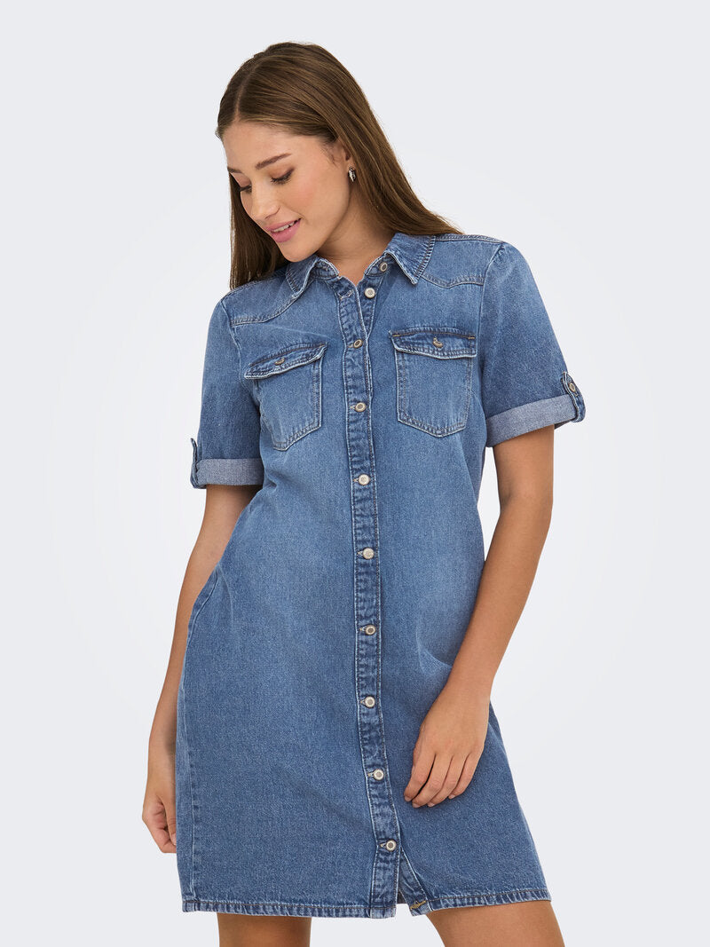 Lisa Denim Dress Women Medium Blue Denim | Smilebutiken - ONLY
