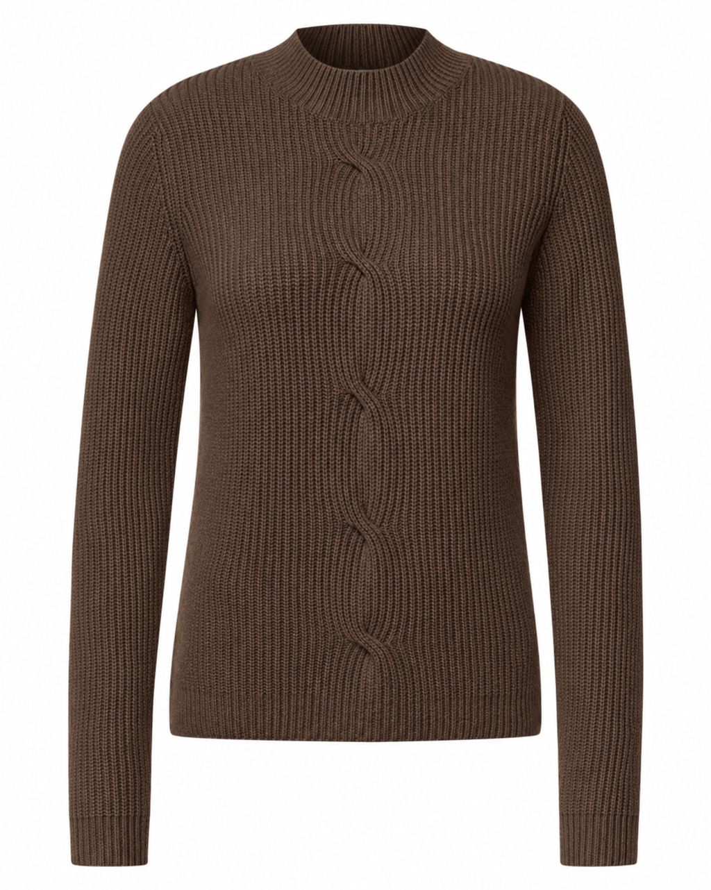 Lucille Stickad Tröja med Låg Polo Dam Brun Truffle Brown Mel | Smilebutiken - Cecil