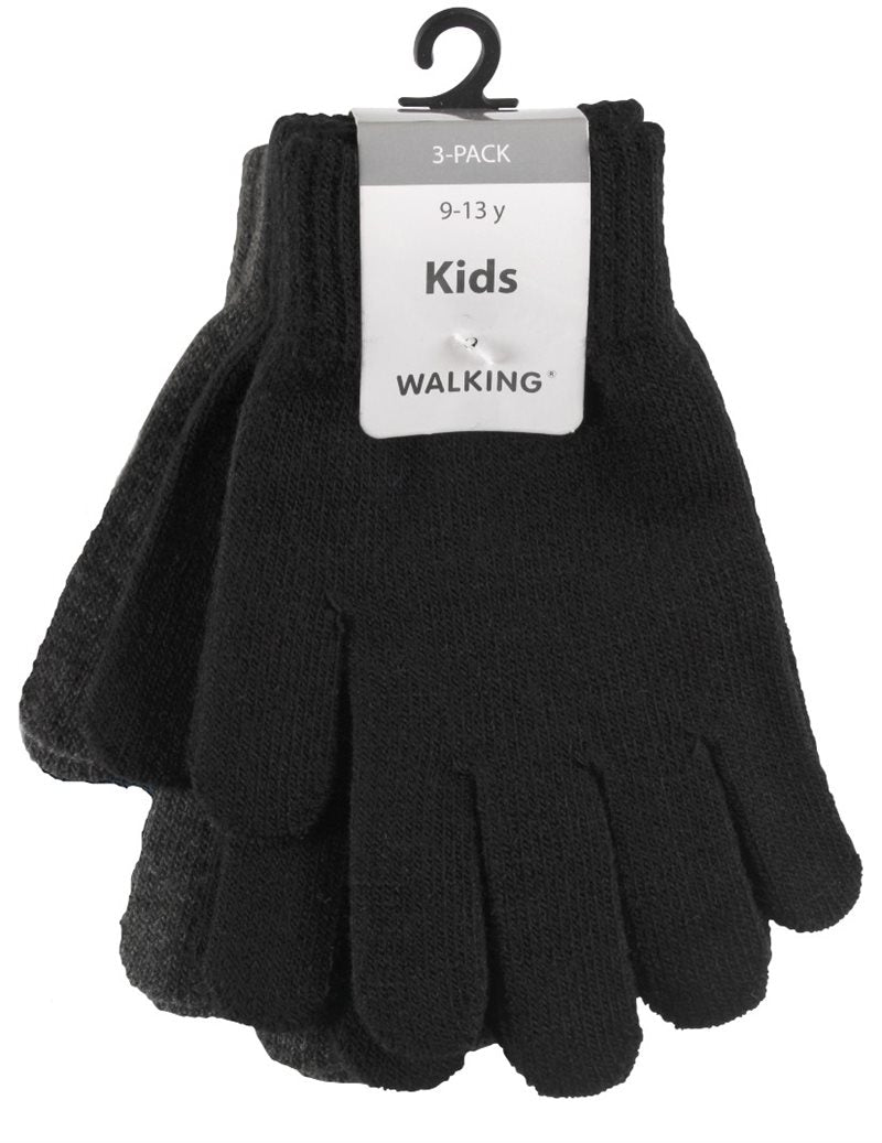Wiges 3-pack Magic Gloves Junior Dark Grey - Wiges