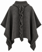 Majken Ullponcho Dam Grå Grey | Smilebutiken - Caramelle Fashion