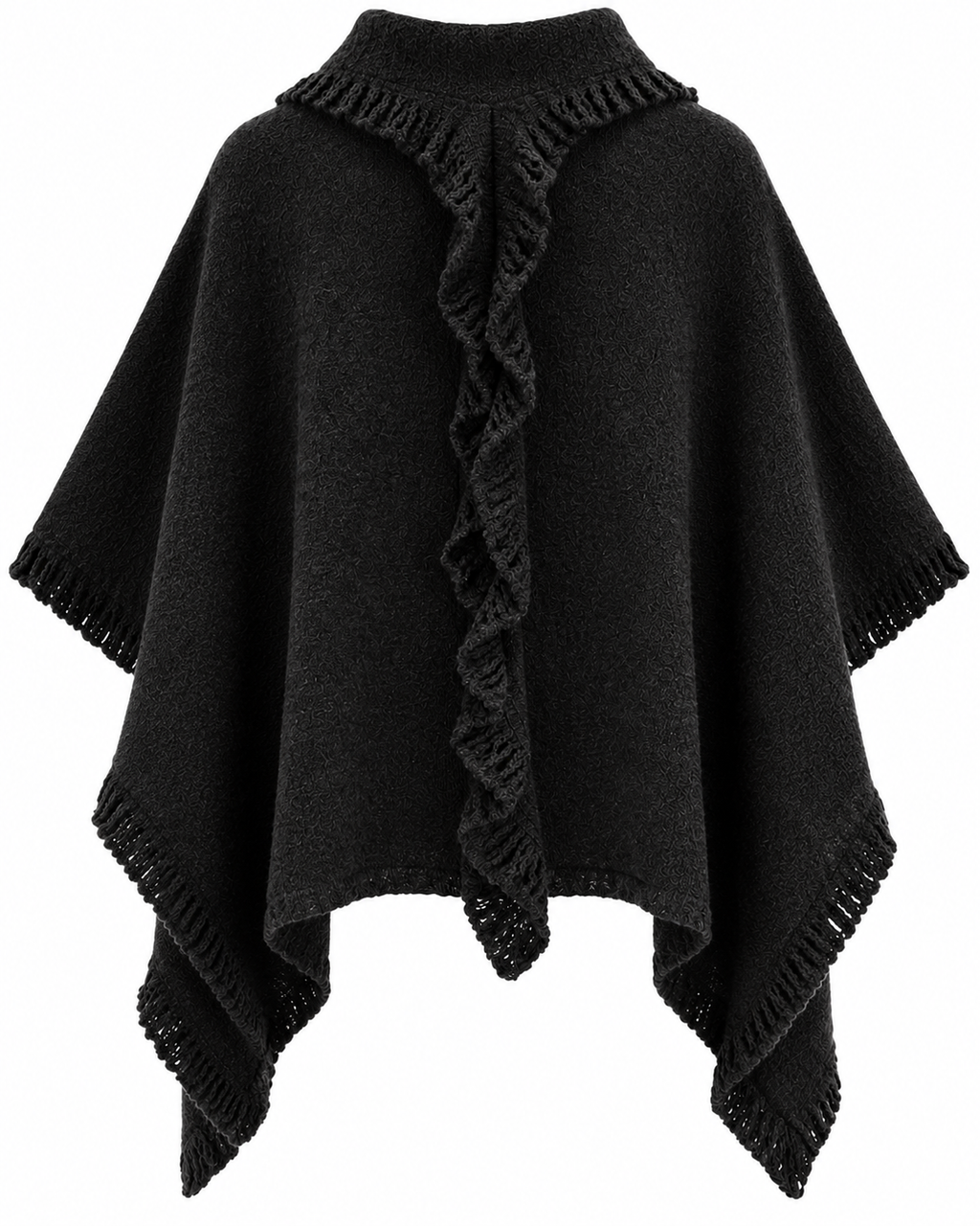 Majken Ullponcho Dam Svart Black | Smilebutiken - Caramelle Fashion