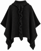 Majken Ullponcho Dam Svart Black | Smilebutiken - Caramelle Fashion