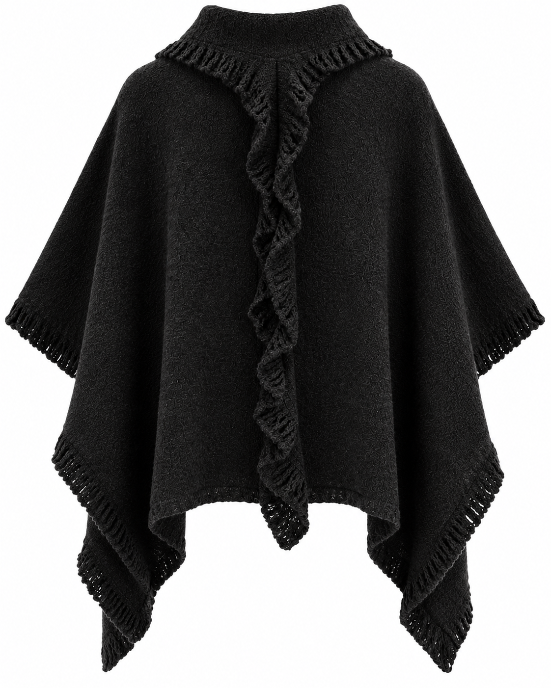 Majken Ullponcho Dam Svart Black | Smilebutiken - Caramelle Fashion