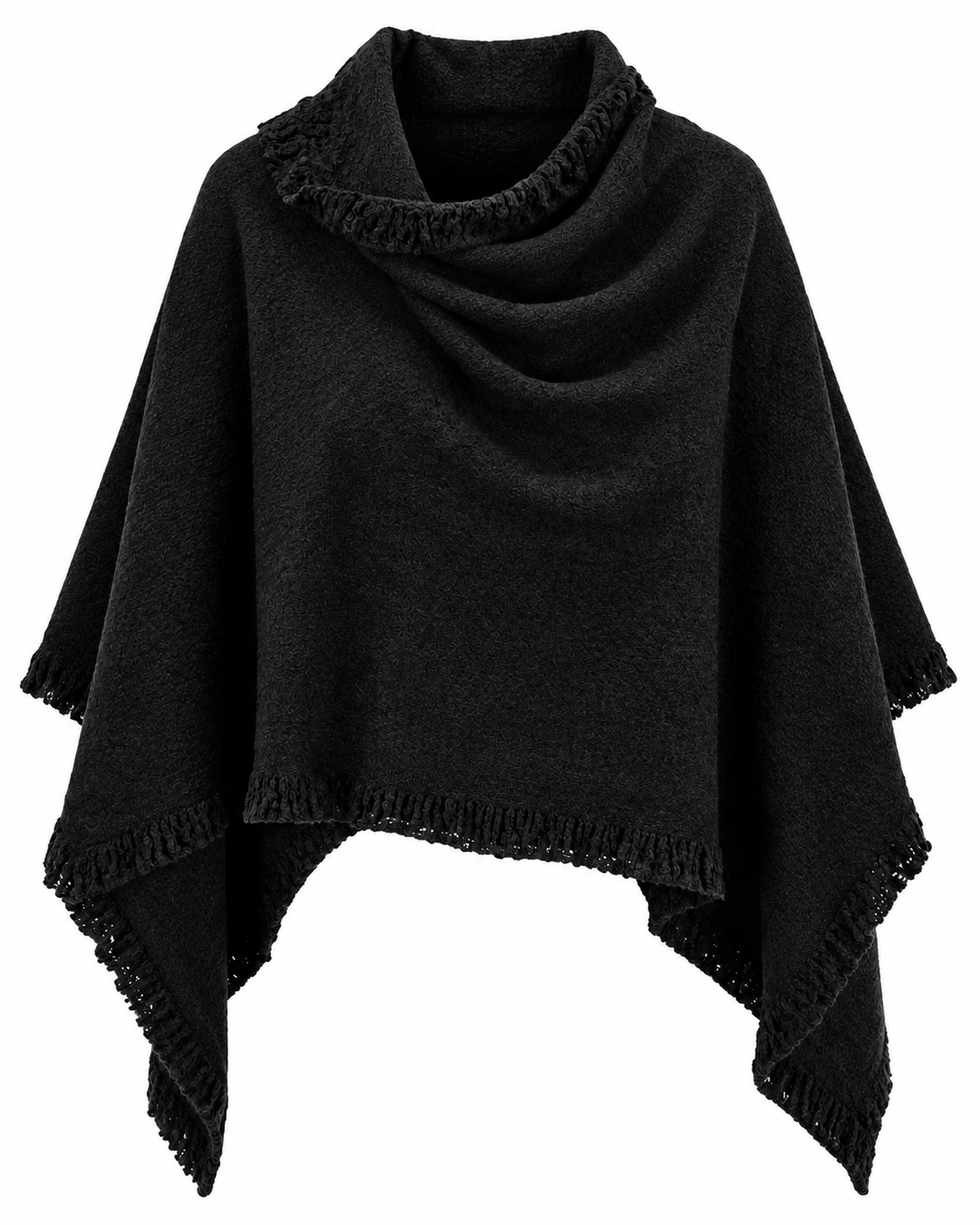 Majken Ullponcho Dam Svart Black | Smilebutiken - Caramelle Fashion