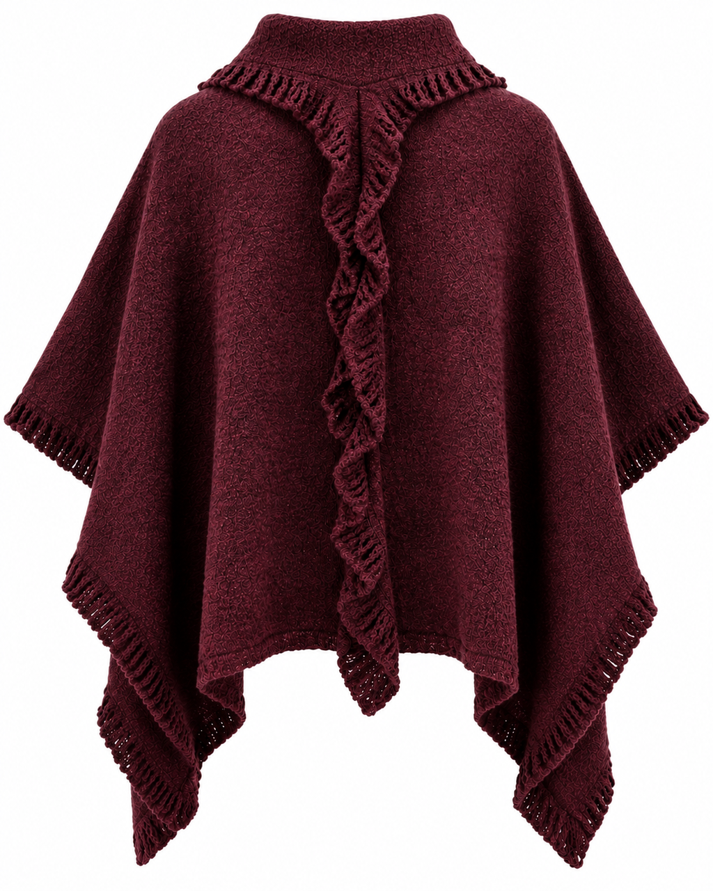 Majken Ullponcho Dam Vinröd Burgundy | Smilebutiken - Caramelle Fashion