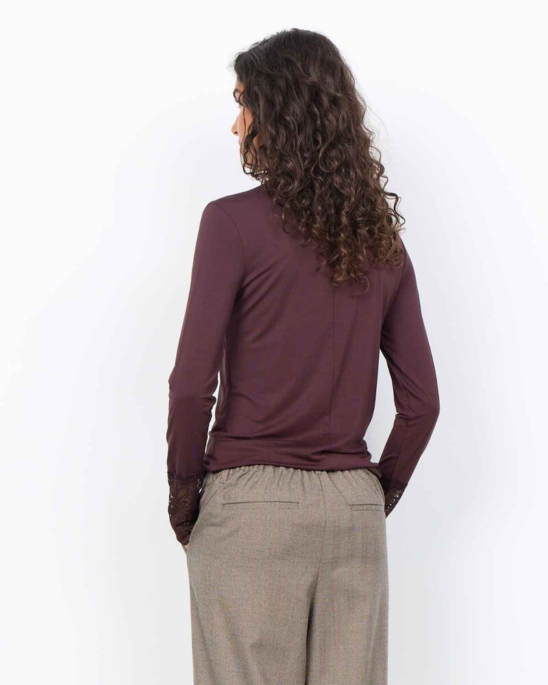Marica 20 Långärmad Spetspolo Dam Chocolate Plum | Smilebutiken - Soyaconcept