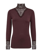 Marica 20 Långärmad Spetspolo Dam Chocolate Plum | Smilebutiken - Soyaconcept