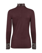Marica 20 Långärmad Spetspolo Dam Chocolate Plum | Smilebutiken - Soyaconcept