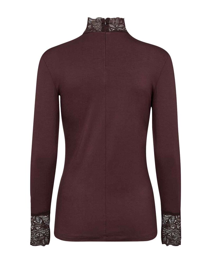 Marica 20 Långärmad Spetspolo Dam Chocolate Plum | Smilebutiken - Soyaconcept